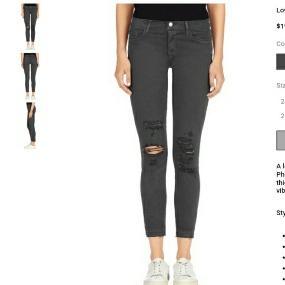 J Brand Low Rise Cropped Skinny Gray 27